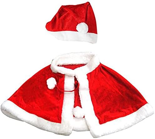 Iywish Christmas Cabo Red Cape Sra. Santa Cabo com Santa Hat chapéu Xmas Velvet Shawl Capa para fantasia de Natal Fantasia de Festas