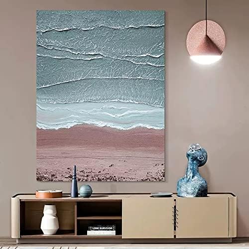 JFNISS ART 3D Pinturas de arte abstrata - pinturas a óleo sobre tela azul oceano pintado à mão Artamento abstrato Pintura de arte de parede de tela moderna pintura de decoração, 120x160cm