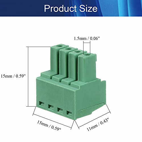 10pcs 300V 8a 3,5 mm Pitch 4p ângulo plano Inserir assento de sede para parafuso de parafuso PCB Conector de bloco de bloco verde, aicosineg