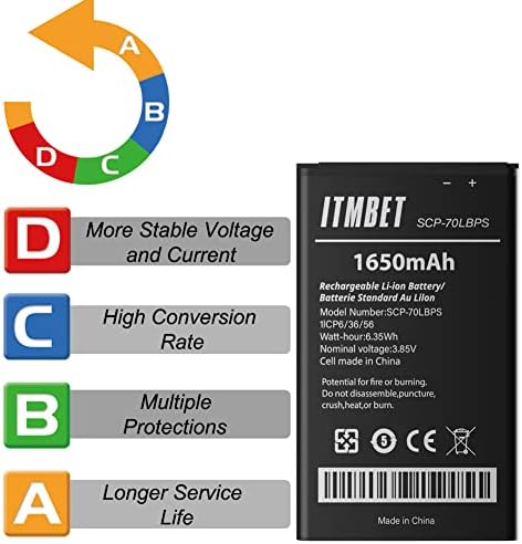 ITMBET SCP-70Lbps Bateria de substituição, bateria de alta capacidade de 1650mAh para Kyocera Cadence 4G LTE S2720 Verizon Flip