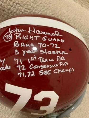 John Hannah assinou o capacete de estatísticas do Alabama em tamanho grande