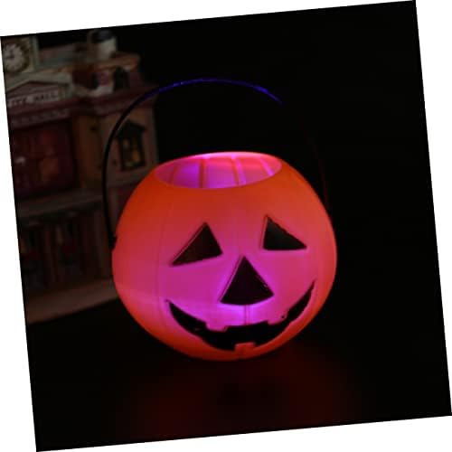 Nolitoy 3pcs Informações Informadas Infantil Lanterna Portátil Lanternas LEDs Halloween Candy Pot Halloween Baskets Truque