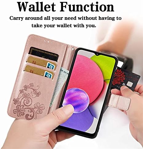 Monwutong carteira capa para Samsung Galaxy A03s, capa de kickstand de couro PU+TPU com fecho magnético e capa de slots de cartão de
