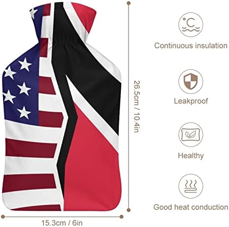 American e Trinidad Tobago Bandeira Hot Water Bottle 1000ml com tampa macia Removável Saco de injeção de água de pacote frio e quente para os pés da mão mais quente
