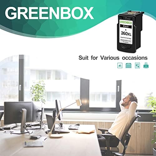 GreenBox Remanufaturado 260 XL Substituição de cartucho de tinta preta de alto rendimento para Canon PG-260XL PG-260