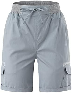 Shorts de carga de angxiwan para mulheres multi-bolsos leves 7 Golfe de caminhada curto verão casual elástico elástico