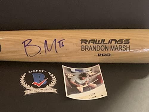 Brandon Marsh Philadlephia Phillies autografada assinada loira bastão de beisebol Beckett testemunha coa