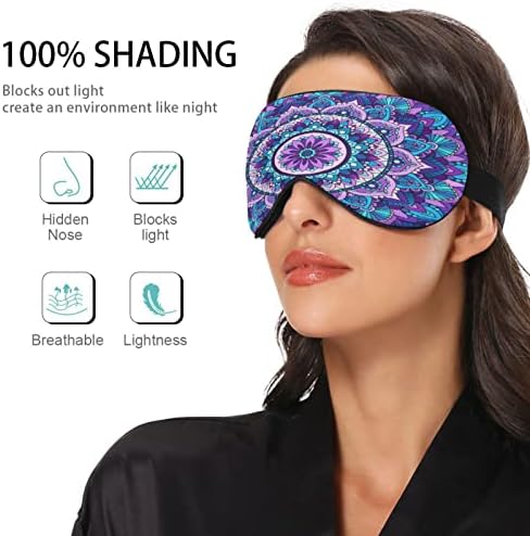 Máscara para os olhos adormecidos com xigua mandala com alça ajustável, Blackout respirável Confortável máscara de