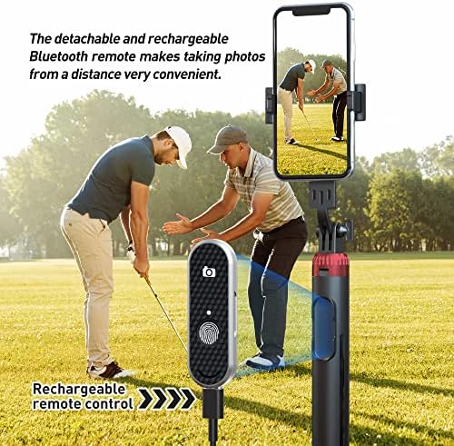 62 Tripé e Selfie Stick para treinamento de golfe, suporte de tripé de telefone celular extensível com remoto sem fio e portador de telefone, auxílio de treinamento de golfe - Compatível com iPhone Android Phone