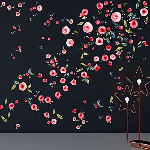 Decalques de parede de flores peônias de limonncutas, decalques de parede floral rosa adesivos de parede de flores descascam e prende,