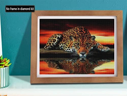 5d diamante pintando o leopardo reflexão completa por kits de números, skryuie diy shinestone cola tinta com diamante decoração