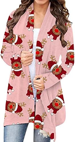 Cardigã de Natal feminino NLOMOCT Frente aberta elegante neve fofo manual de abóbora impressão gráfica moletons de manga longa blusa de manga longa