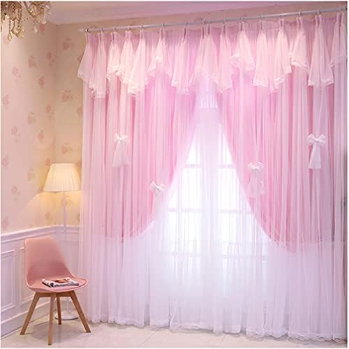 Cortina de blecaute de camada dupla seniana, estilo princesa estilo 3 camadas pura blecaut drapes gaze, cortina de janela de renda