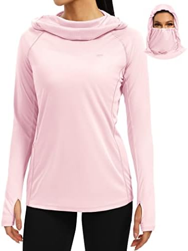 IUGA SPF Camisa Mulheres Sun Protection Clothing UPF 50+ Hoodie com capa de rosto UV caminhada camisa de manga comprida ao ar livre