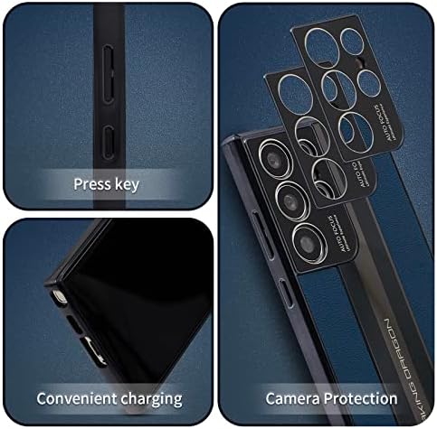 Samsung Galaxy S23 Ultra Caso Slim TPU Fibra de Carbono e Couro de Couro Tampa Para Compatível com S23ultra 6,8 polegadas 5G 2023 Protecção de Câmera Caixa de telefone à prova de choque