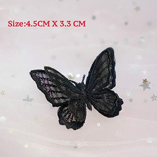 Xunhui Black 3D Lace Butterfly Apliques Patches para roupas Apliques de bordados de costura de vestuário diy