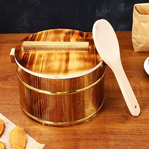 Alipis Arroz de madeira Sushi Rice Bowl Tuba -vapor a vapor de aço inoxidável Rice Bucket, vapor de cozinha de madeira com