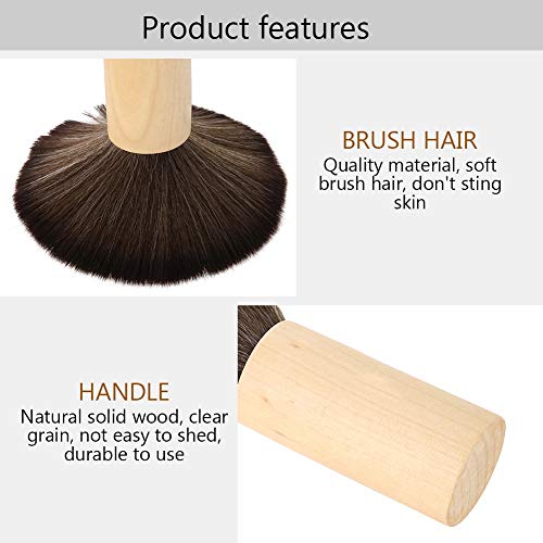 Escova de varredura de cabelo, limpeza do pescoço limpeza de cabelo limpeza de barbeiro maçaneta de madeira