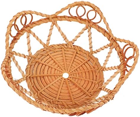 Hemoton Rattan Fruit Basket Wicker cesto de cesta natural de cesta de madeira alimentos de madeira pão frutas