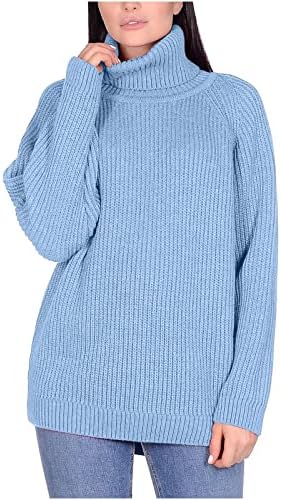 Suéter de gola alta feminina suéter feminino de manga comprida blusas de manga longa tops soltos mangas compridas colorido de cor sólida moletom