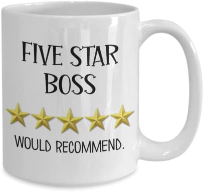 Boss caneca cinco estrelas Apreciação de agradecimento Agradecemos para o gerente de empregadores Média de escritório de lembranças do dia Idéias do dia 11 ou 15 oz de café de cerâmica branca xícara de café