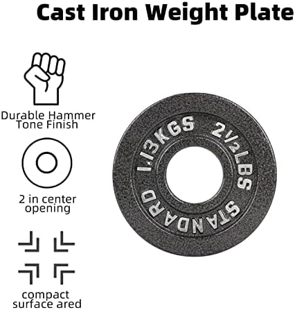 Bolux Placas de peso olímpico de ferro fundido - pesos livres com furo de 2 polegadas e acabamento anti -rusta HammerTone