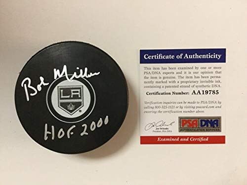 Hof Bob Miller assinou autografou La Los Angeles Kings Hockey Puck PSA DNA CoA B - Pucks de NHL autografados
