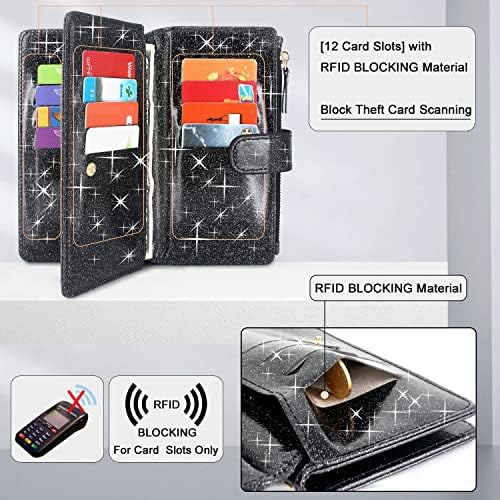 Harryshell [suporte para slots de várias cartões [escaneamento de cartão de bloqueio], estojo de carteira magnética destacável