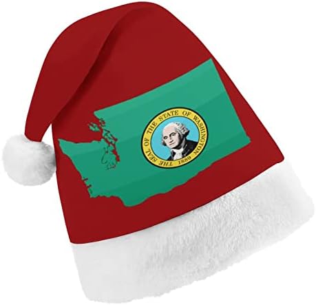 Mapa da bandeira do estado de Washington Chapéu de Natal Personalizado Hat de Papai Noel Decorações de Natal engraçadas