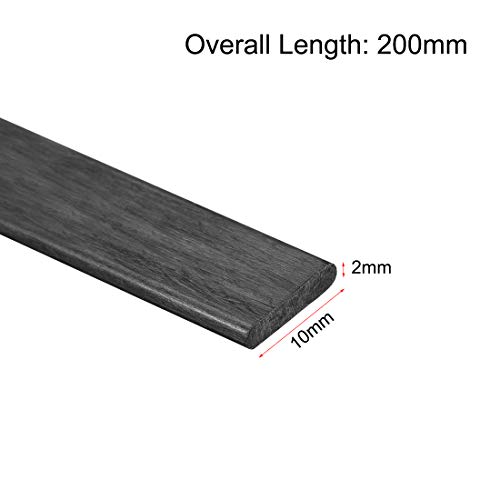 barras de tira de fibra de carbono uxcell 2x10mm 200mm de comprimento de fibra de carbono pultrudada para pipas, rc avião 2 pcs