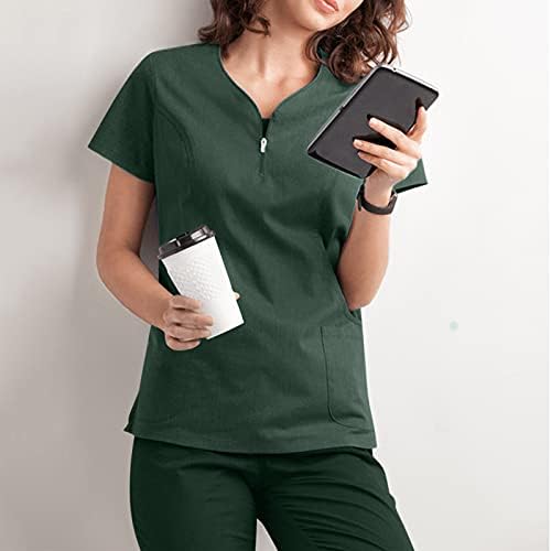 Zdfer feminino scrubs_shirts ves enfermeira de enfermeira de enfermeira de trabalho de manga curta Camisões de cuidados com a