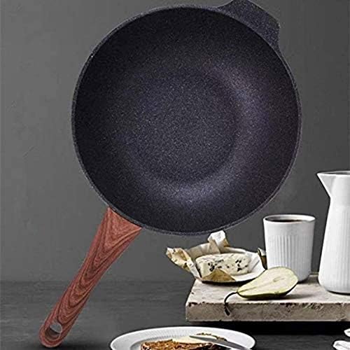 Shypt wok de aço inoxidável, molho multiuso, panela sem pau sem fumaça no fogão de fogão a gás wok com tampa