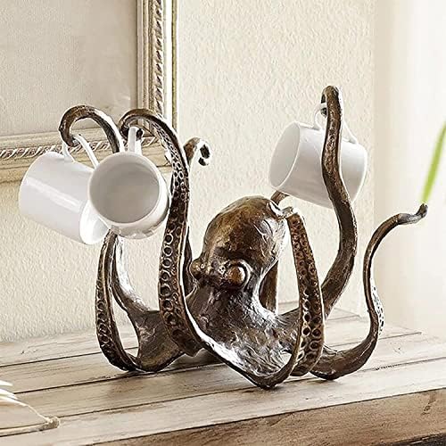Min Hi Octopus Coffee Canejador de caneca, pingente de caneca, porta-copo de chá, grande resina decorativa de resina decorativa de resina decorativa Topper/estátua Ornament Ornament Acessórios para cozinha para casa
