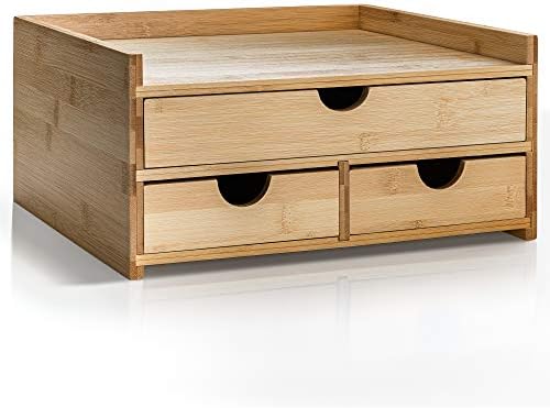 Prosumer's Choice's Choice de três camadas Organizador de mesa de bambu/acessórios de mesa com as gavetas do tamanho de papel
