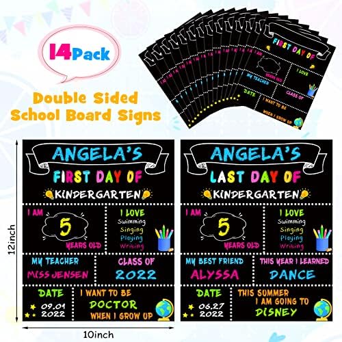 Pacote 14 Pacote Primeiro dia e último dia de placas do conselho escolar - Inclua 5 marcadores - 12 x 10 de volta à escola