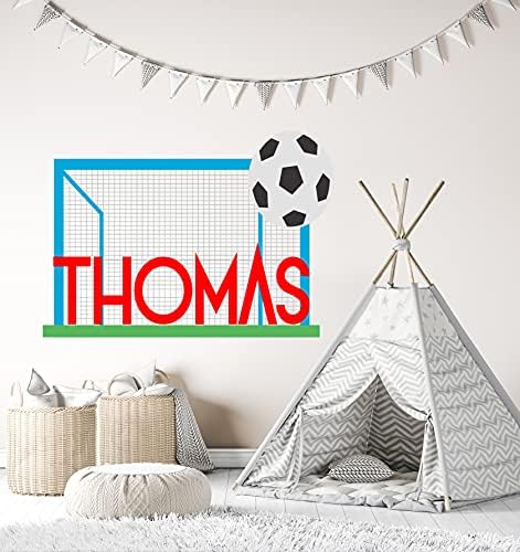 Nome personalizado Player Soccer Player - Decalque de arte da parede de parede de metas de futebol personalizado para decoração de berçário em casa