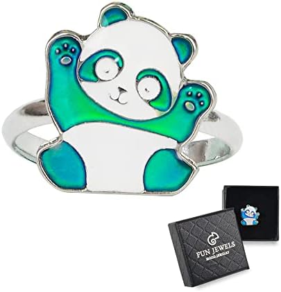 Jóias divertidas fofas panda urso alteração de cor de animal anel de humor presente para meninos meninas tamanho ajustável