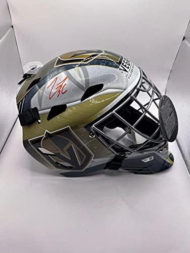 Logan Thompson Vegas Golden Knights assinado Auto -golie máscara Fanatics COA - Capacetes e máscaras autografadas da NHL