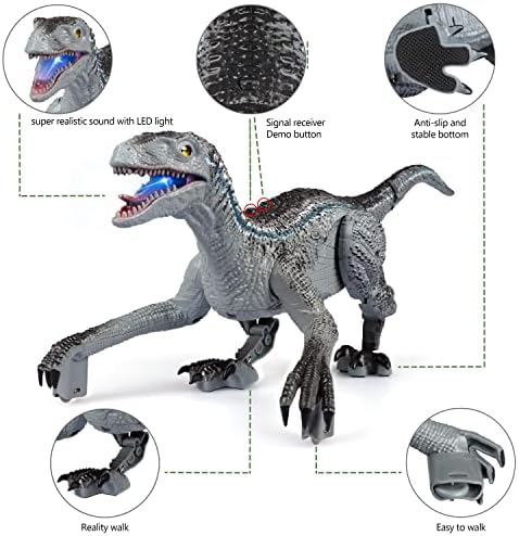 PECMPO Remote Remote Control Dinosaur Toy for Kids-Eletrônico Remoto Velociraptor Toys Walking Realistic Walking and Roaring