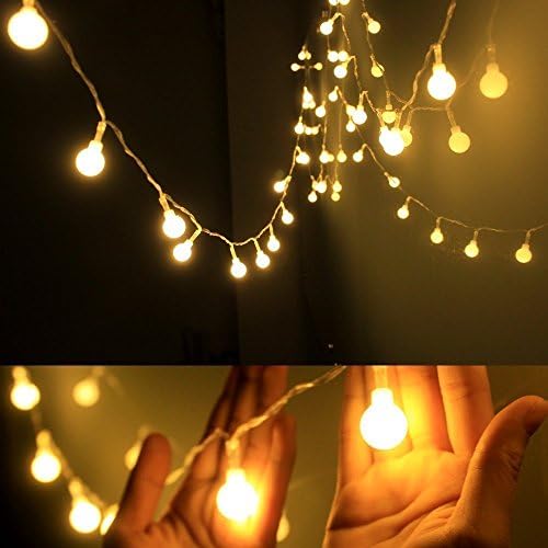 Luzes de cordas operadas por bateria de Echosari, 16,5 pés 50 LED LUZES DE CAMPING GLOBE com timer remoto 8 Modos Luz de fada de bola fosca para quarto de casamentos de casamentos