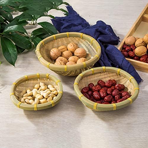 Bandeja de drenagem de cesta de armazenamento de vime: cesta de tecido natural alimentos de madeira pão de fruta