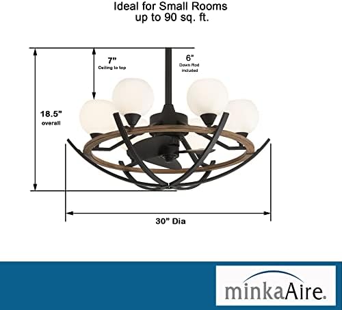 Minka-Aire F632L-CL Marilyn-Delier Aire de 30 polegadas com kit de luz LED integrada em acabamento de carvão