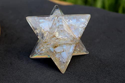 Jet autêntico grande Orgone de 4 polegadas Merkaba Gemtones Mix Copper Metal Cura rara energia positiva tetraedro