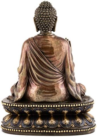Coleção Top meditando estátua de Buda Shakyamuni tocando a terra- a escultura iluminada em bronze de bronze fundido frio- estatueta de buda suprema de 9 polegadas