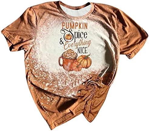 Narhbrg Womens Crewneck Camista Funny Pumpkin Gnome Graphic Camiseta Camisa Camiseta Classic Halloween Tops de Ação de Graças