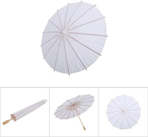 Guarda -chuva de papel uxsiya, fácil de transportar guarda -chuva decortiva de bambu estável babadores de bambu sólidos papel de cor de cor branca para casamento decorativo para cosplay