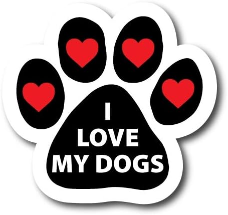 Magnet Me Up I Love My Dogs With Heart Pawprint Magnet Decal