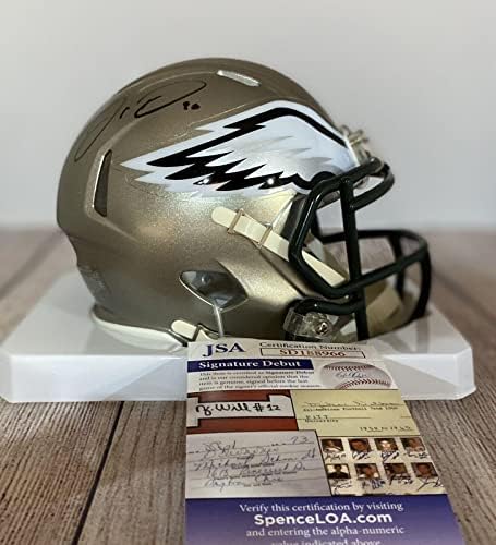 Philadelphia Eagles Jordan Davis assinou o Flash Mini Capacete JSA - Capacetes NFL autografados