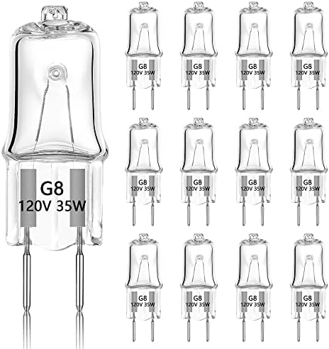 G8 Bulbos de halogênio 12 35W 120V G8 Bulbo T4 JCD Tipo G8 Pino duplo curto 1-3/8 2700k Branco quente sob a iluminação