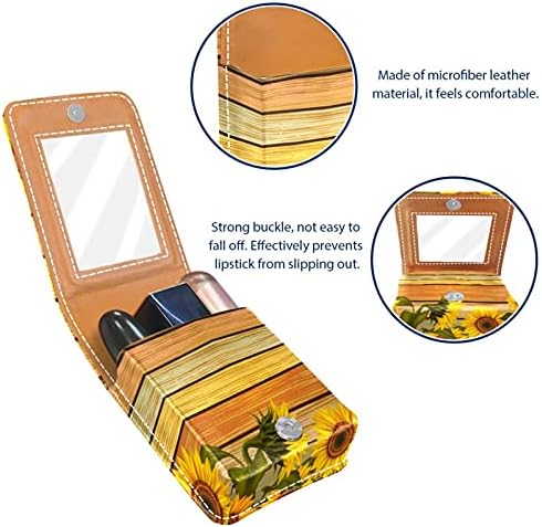 Caixa de batom com espelho Girlower Lip Gloss Suports portátil Batom Bolsa de armazenamento Bolsa de maquiagem Mini Cosmético Bolsa de Cosméticos segura 3 batom